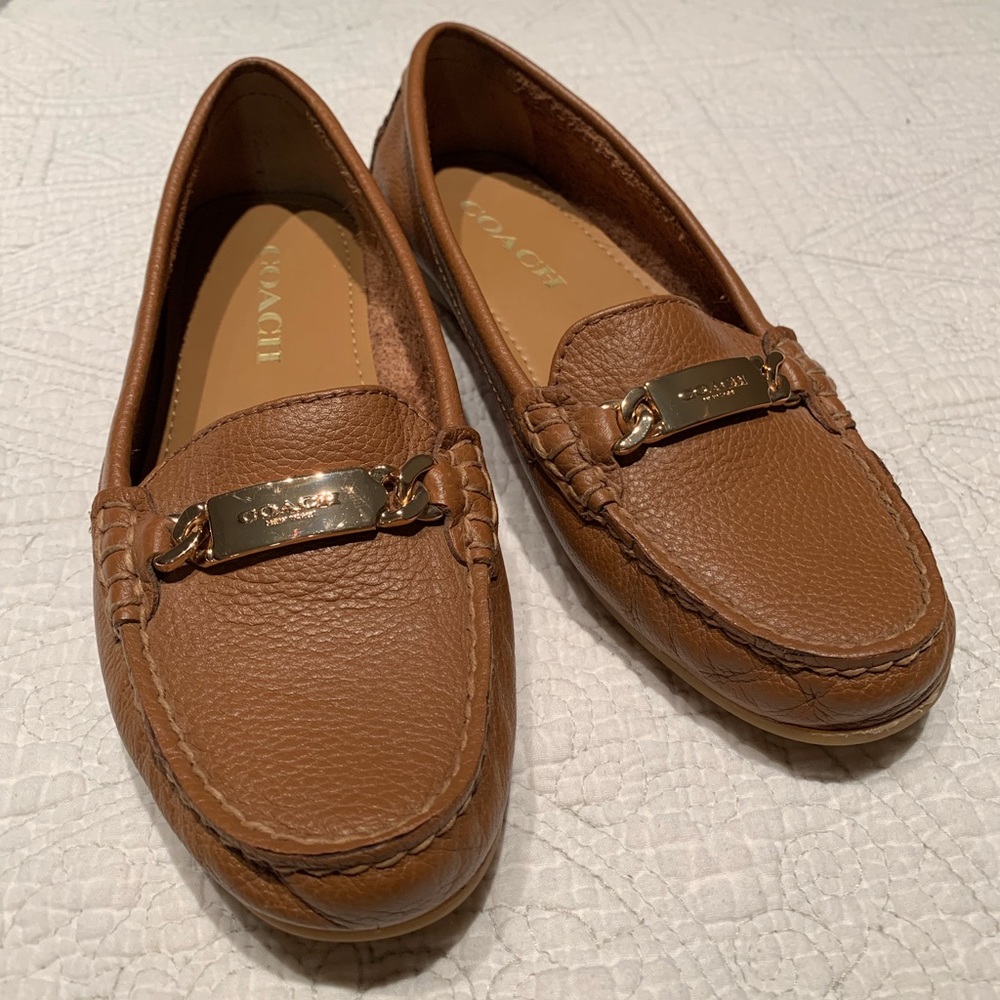Coach Women’s Olive Pebble Grain Leather Loafers